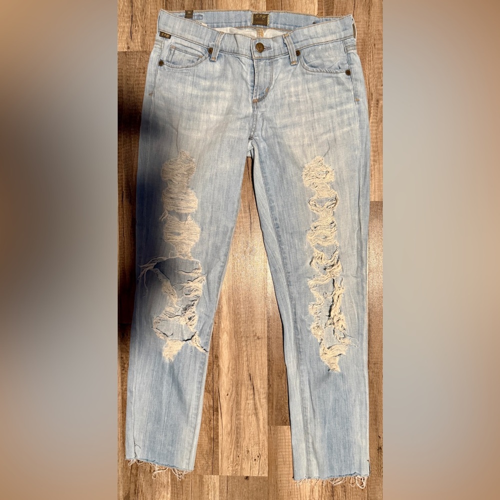 Citizens of Humanity Avedon Low Rise Skinny Jeans Distressed Light Wash Size 26